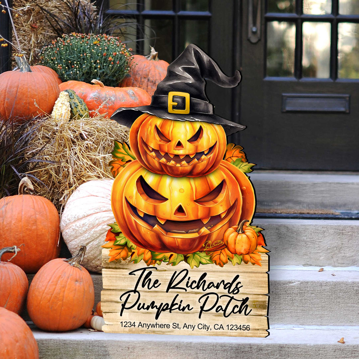 Custom Pumpkin Patch Family Door Hanger - Halloween Decor - 8652823HC