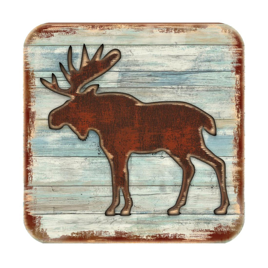 Moose Wooden Cork Coasters Gift Set of 4 by Nature Wonders - Nature Wildlife Decor  - 8198222-9C-S4