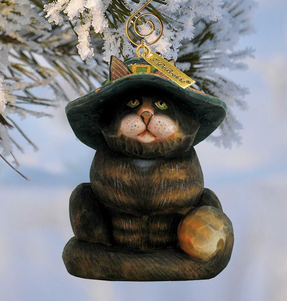Fifield Halloween Cat Sculpted Hand-Painted Christmas Figurine by G. DeBrekht - Christmas Santa Snowman Decor - 654111