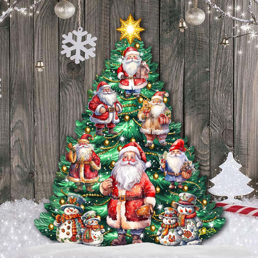 Santa Claus-Themed Christmas Tree Outdoor Indoor Decor Wooden Christmas Decoration by G. Debrekht Christmas Decor - 8191516F