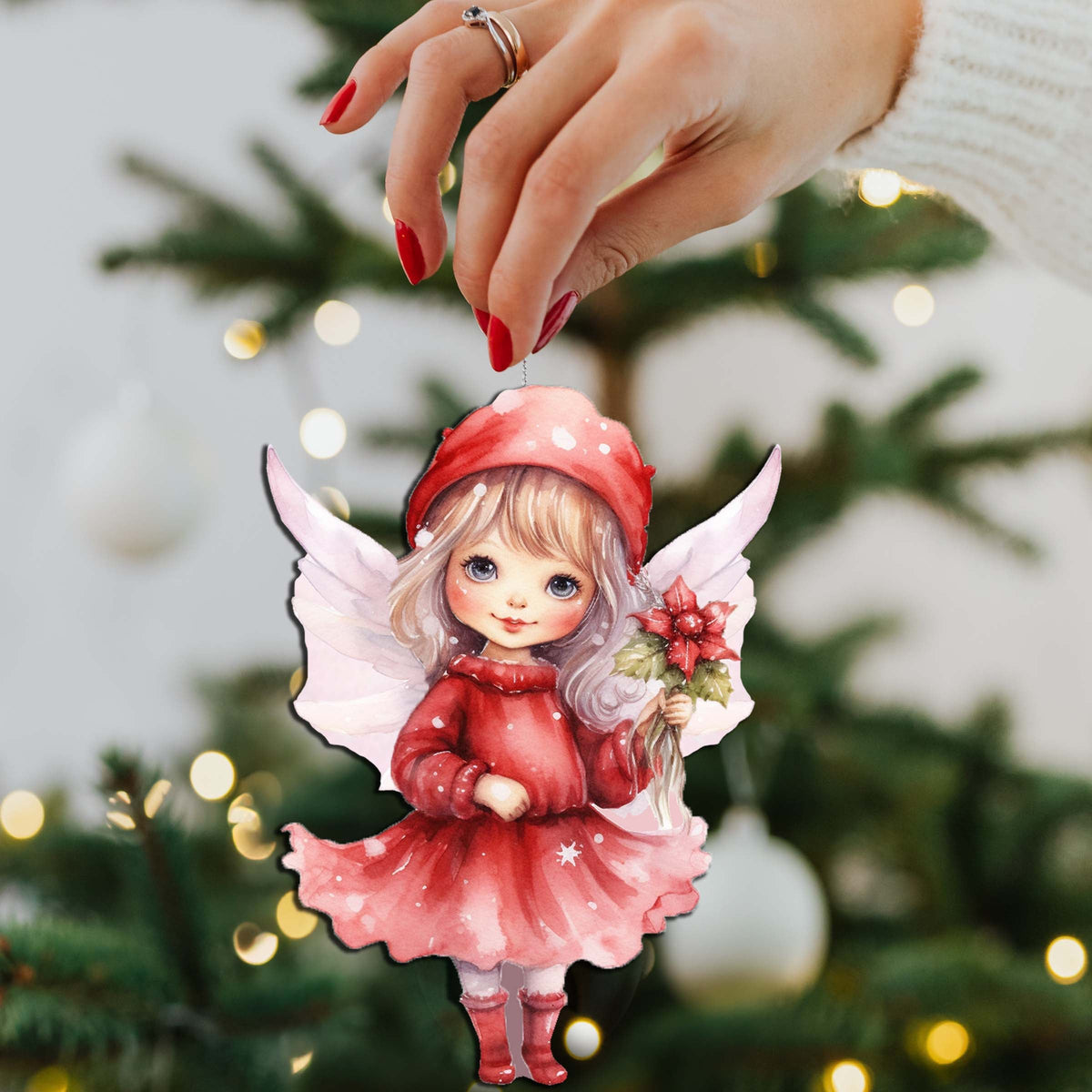 Colorful Fairies Decorative Wooden Ornaments of 3 by G. Debrekht - Love Family Decor - 8091006-S3