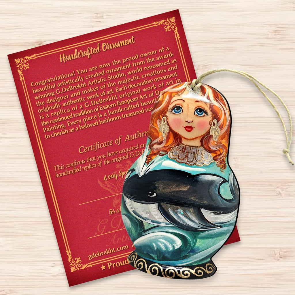 Whale Matreshka Wooden Ornaments by G. DeBrekht - Coastal Holiday Decor - 8113812