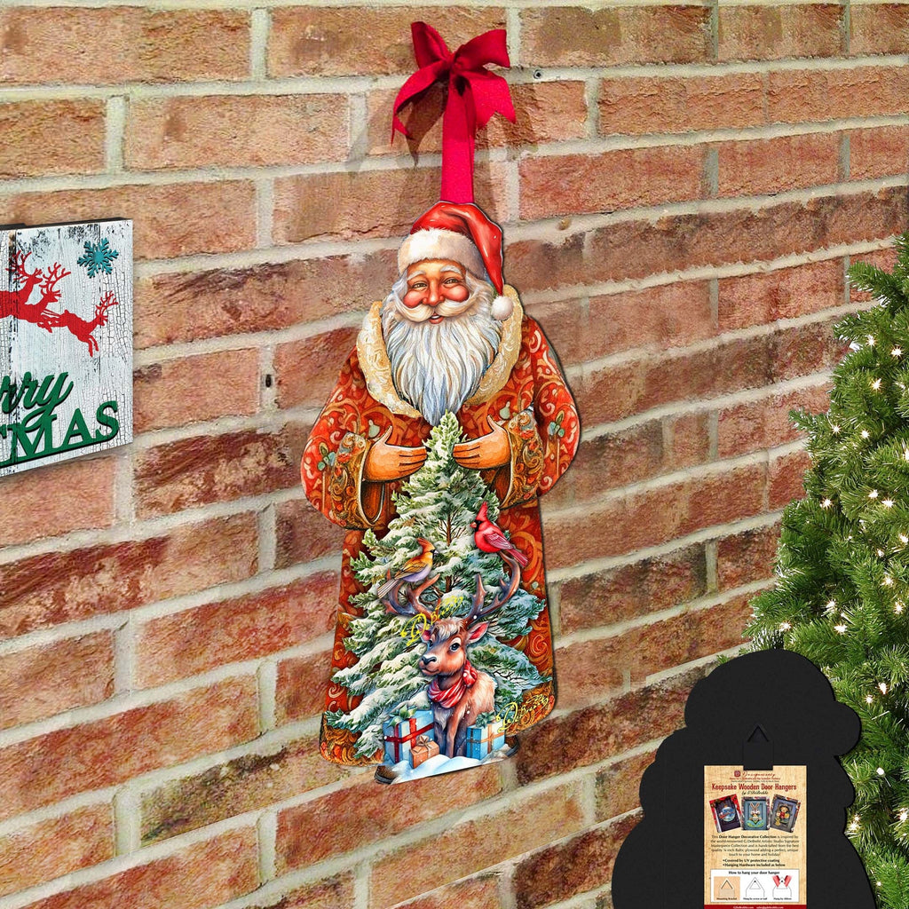 Santa with Forest Friends Holiday Door Decor by G. Debrekht - Christmas Santa Snowman Decor - 8691409H