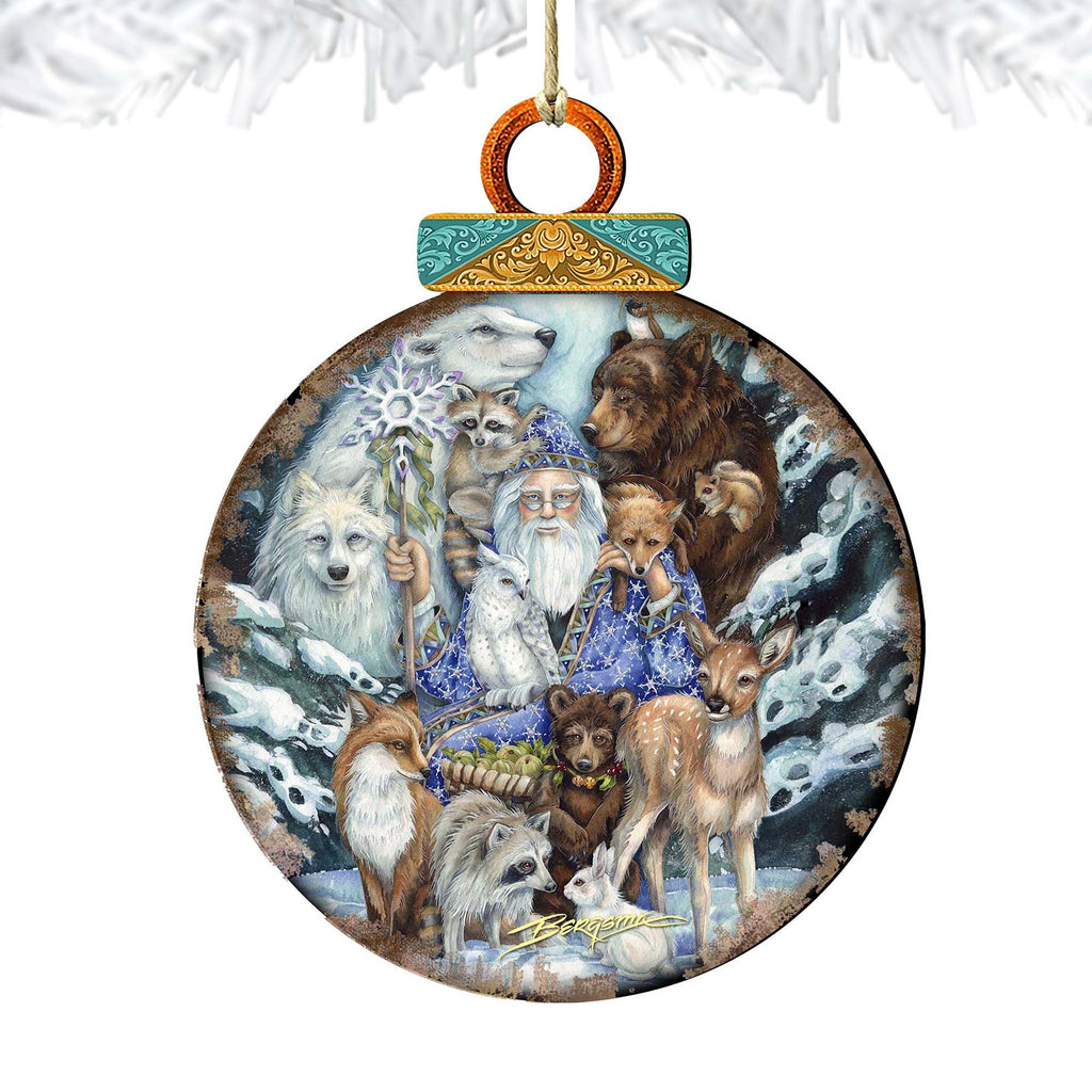 Gather in Peace Father Winter Animals Wooden Ornaments by J. Bergsma - Christmas Decor - 8591968-JB