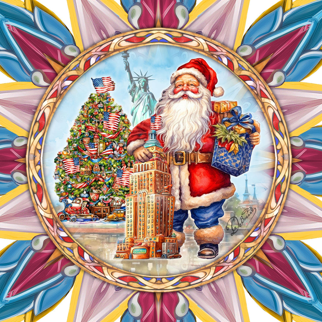American-inspired Santa Tree Topper Wooden Decor by G. Debrekht  - Santa Snowman Decor - 89523