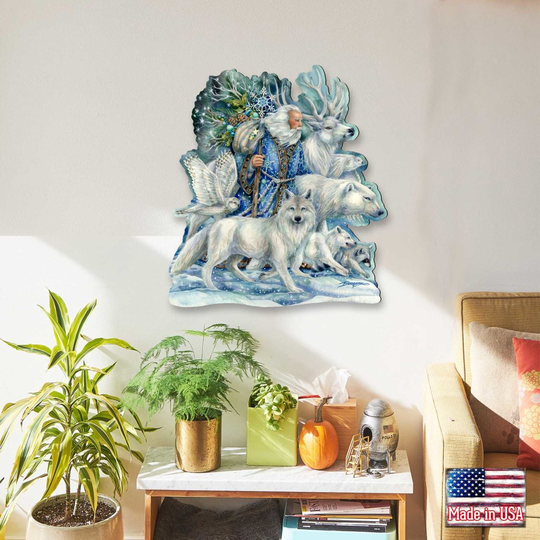 Cool Winds Father Winter Animals Wall Art by J. Bergsma - Wildlife Holiday Decor - 8591862W-JB