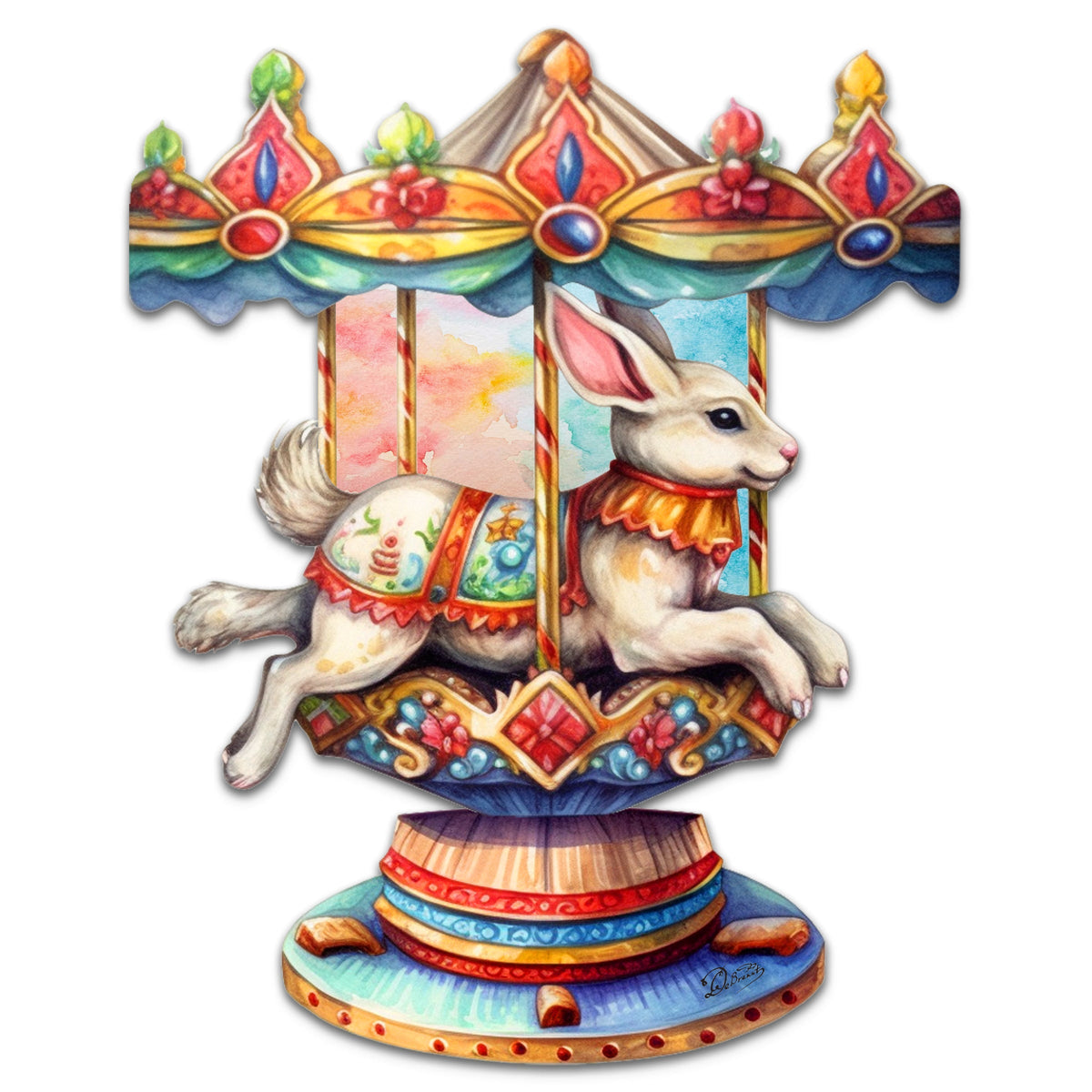 Carousel Bunny Holiday Door Decor by G. Debrekht - Christmas Decor - 8611084H