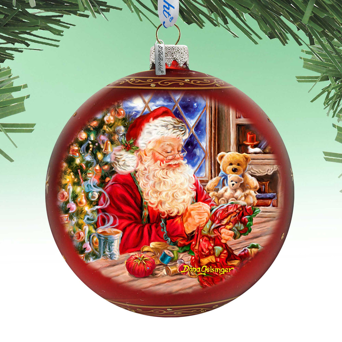 Getting Ready for the Holidays Santa Lg Glass Ornament in Red by Gelsinger - Christmas Decor - 73922R-DG