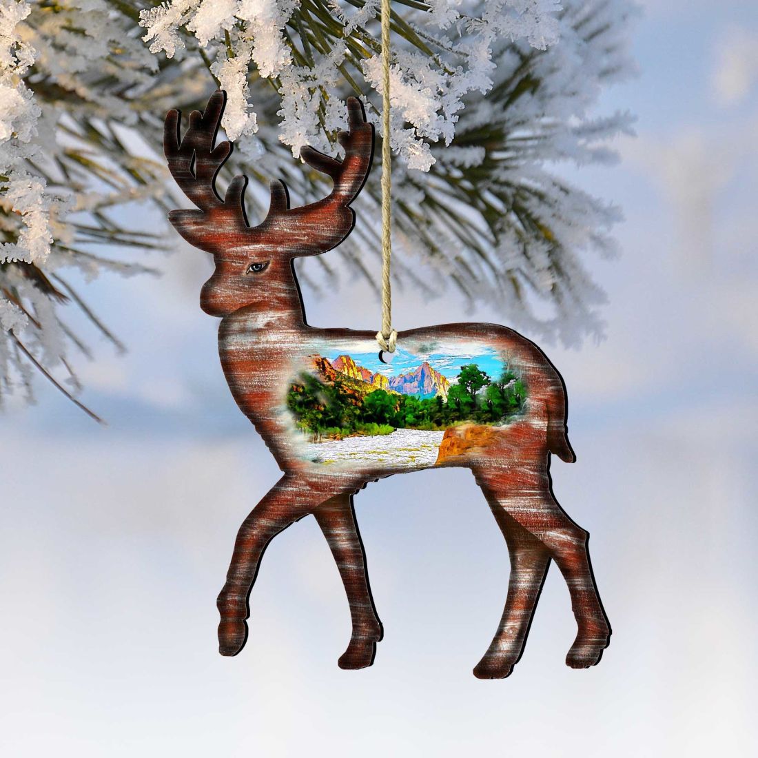 Deer Wooden Ornaments by Nature Wonders - Wildlife Holiday Decor - 8198211