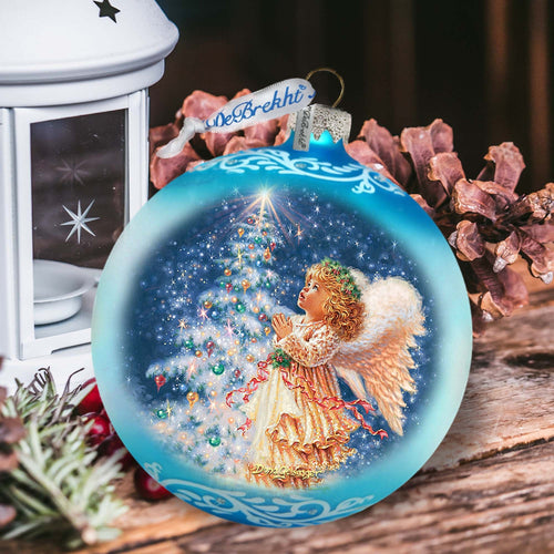 Angels Christmas Wish Lg Glass Ornament by D.Gelsinger - Christmas Holiday Decor - 73961
