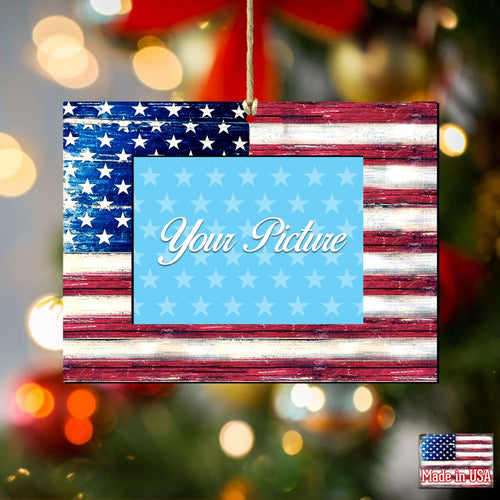American Flag Picture Frame Ornaments - Ornament for Photo by G.DeBrekht - American Christmas Decor - 8185302PF
