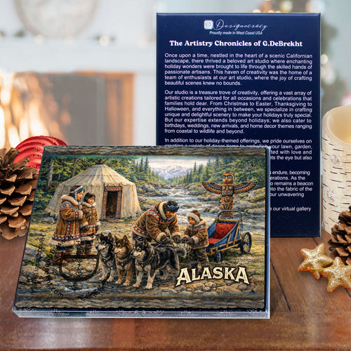 Arctic Village Dog Team Greeting Card by G. Debrekht - 97122GC
