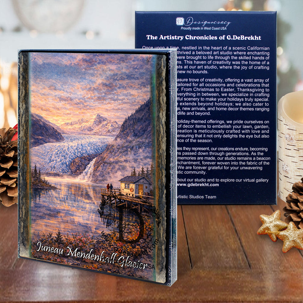 Sunset Glacier & Lakeside Cabin Art Card by G. Debrekht - 97112GC