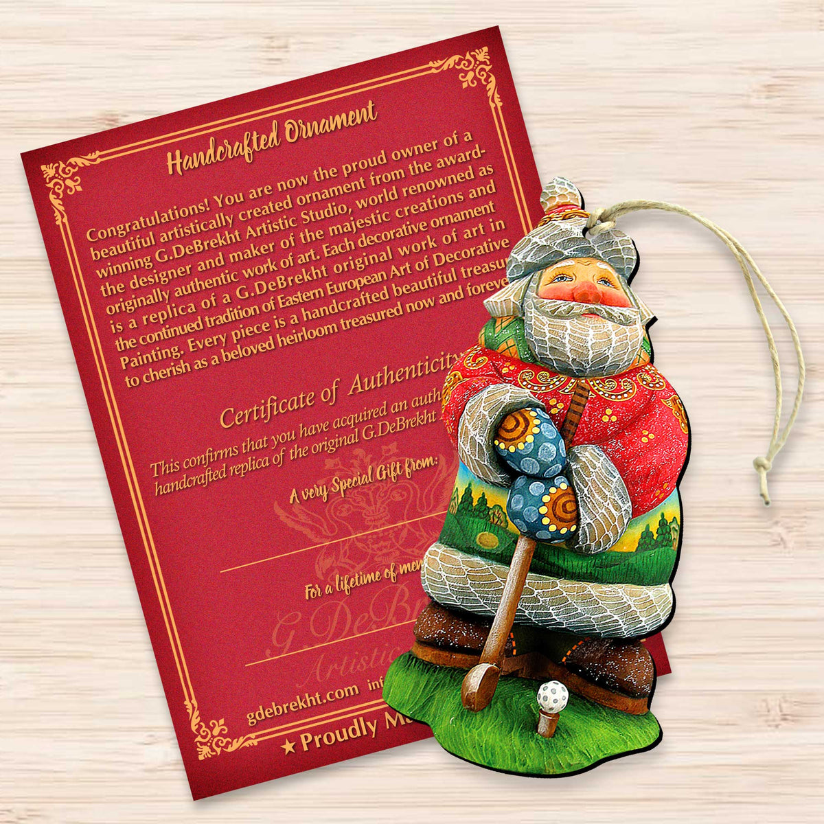 Golfer Santa Christmas Wooden Ornaments by G. DeBrekht - Christmas Santa Snowman Decor - 8157675