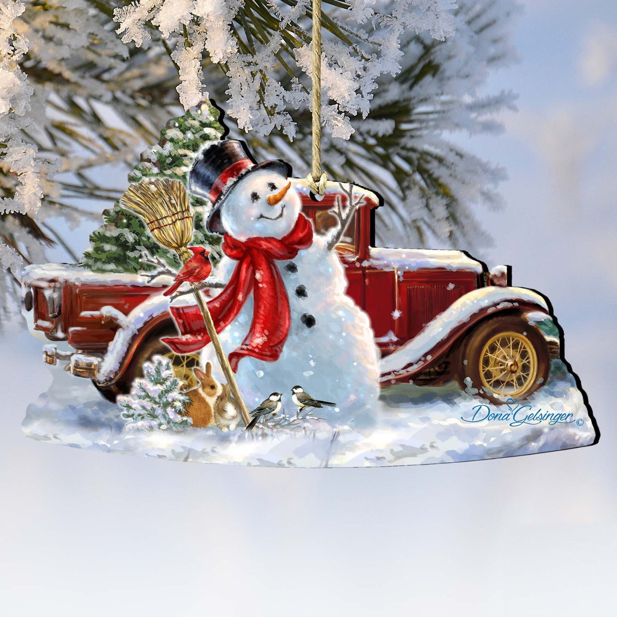 Frosty Forest Friends Wooden Ornaments by Gelsinger - Christmas Santa Snowman Decor - 8161024-1624