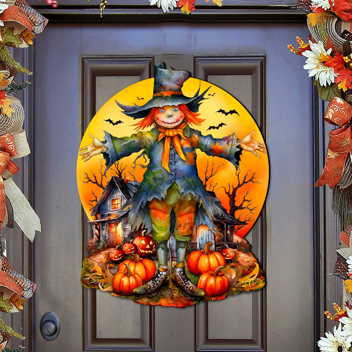 Halloween Scarecrow Holiday Door Decor by G. DeBrekht - Halloween Decor - 8652798H