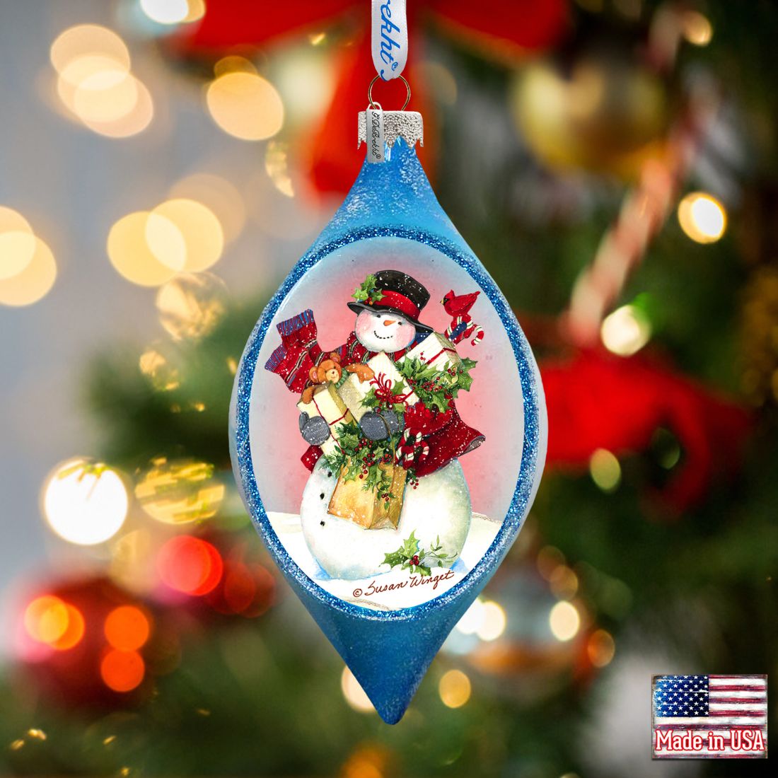 Gift of Snowman Glass Ornament by Susan Winget - Christmas Santa Snowman Decor - 757-201-SW