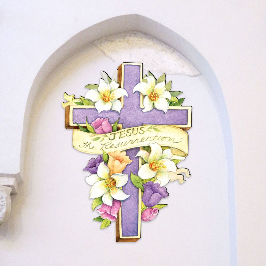 Easter Cross- He is Risen Outdoor Scene by Susan Winget - Easter Spring Decor - 8471303F-SW
