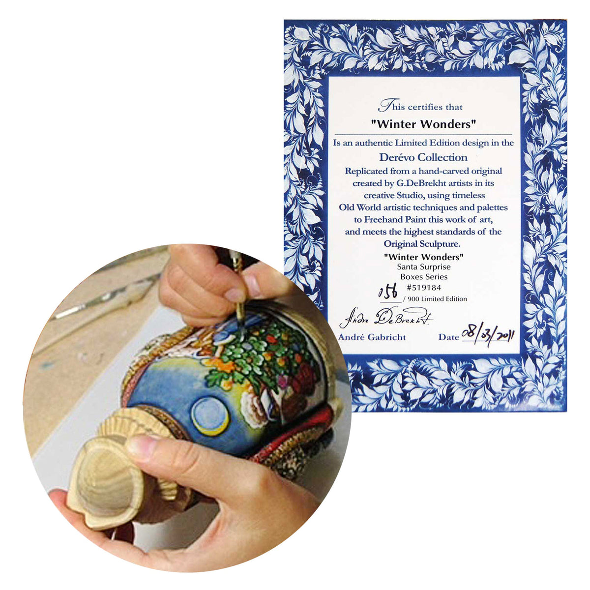 Christmas Arrival Set of 3, Christmas Handpainted G.DeBrekht 52902-B3
