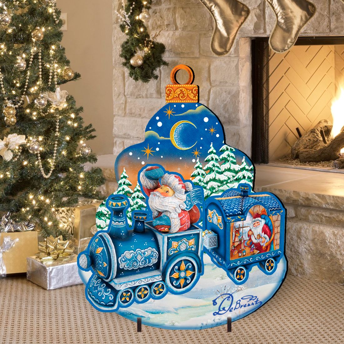Santa Arrival Christmas Outdoor Yard Sign by G. DeBrekht - Christmas Santa Snowman Decor - 8112180F