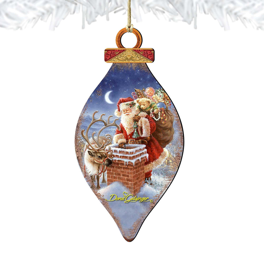 Faithful Friends Santa Wooden Ornaments by Gelsinger - Christmas Santa Snowman Decor - 8041050-0105