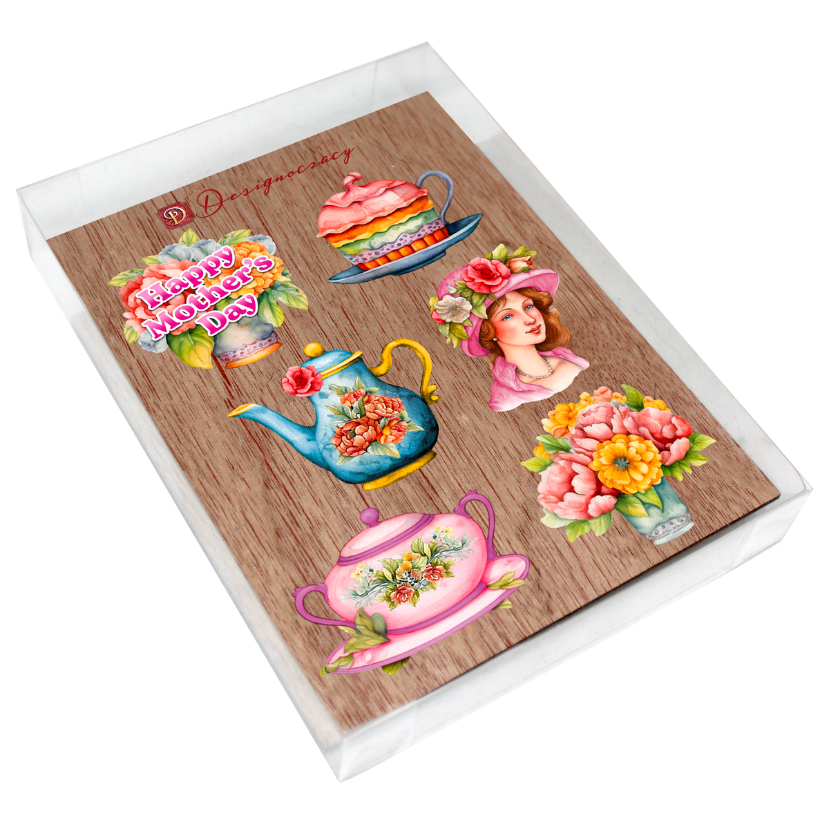 Happy Mother's Day Clip-On Eco Wood Decorative Ornaments Set of 6 by G. Debrekht - Love Family Decor - 8090059C-S6