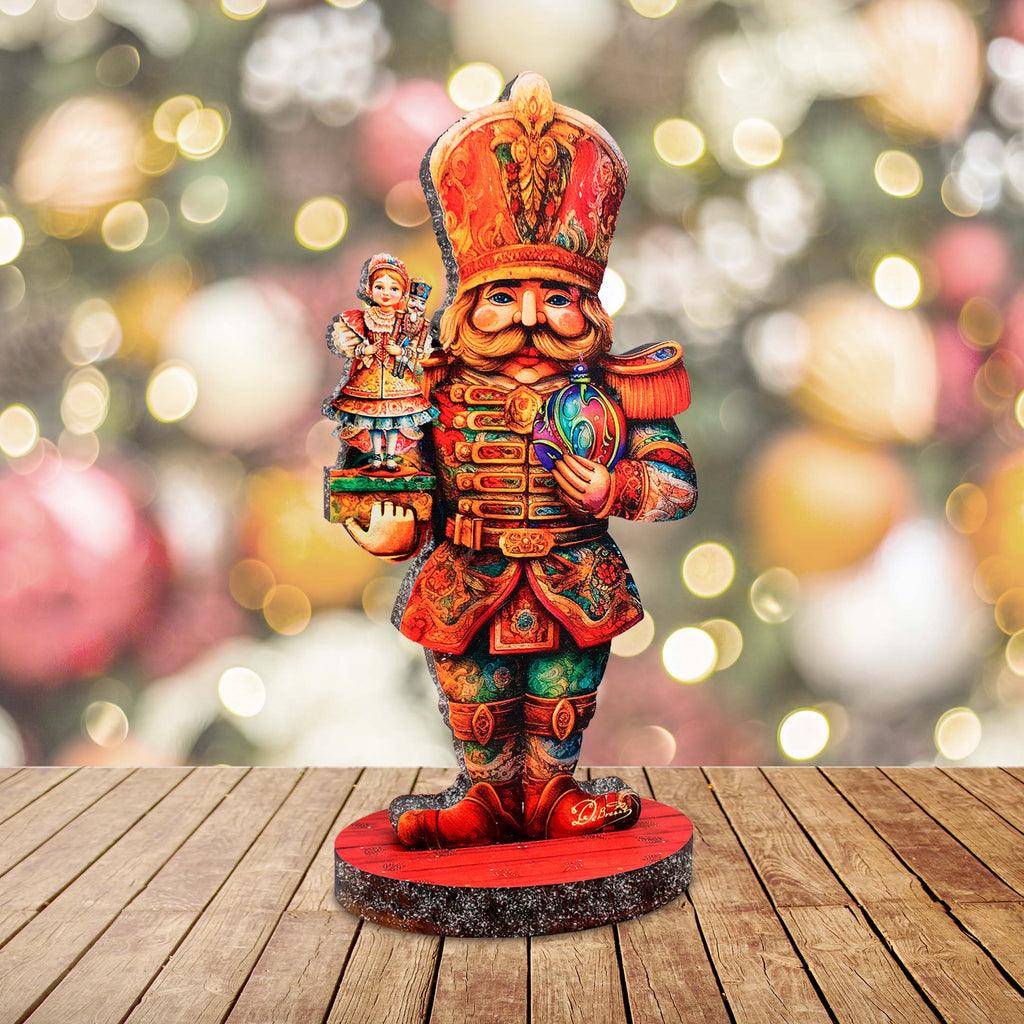 Enchanting Clara and Nutcracker Prince Limited Edition Wooden Figurine by G. Debrekht - Centerpiece for Christmas Decor - 89316