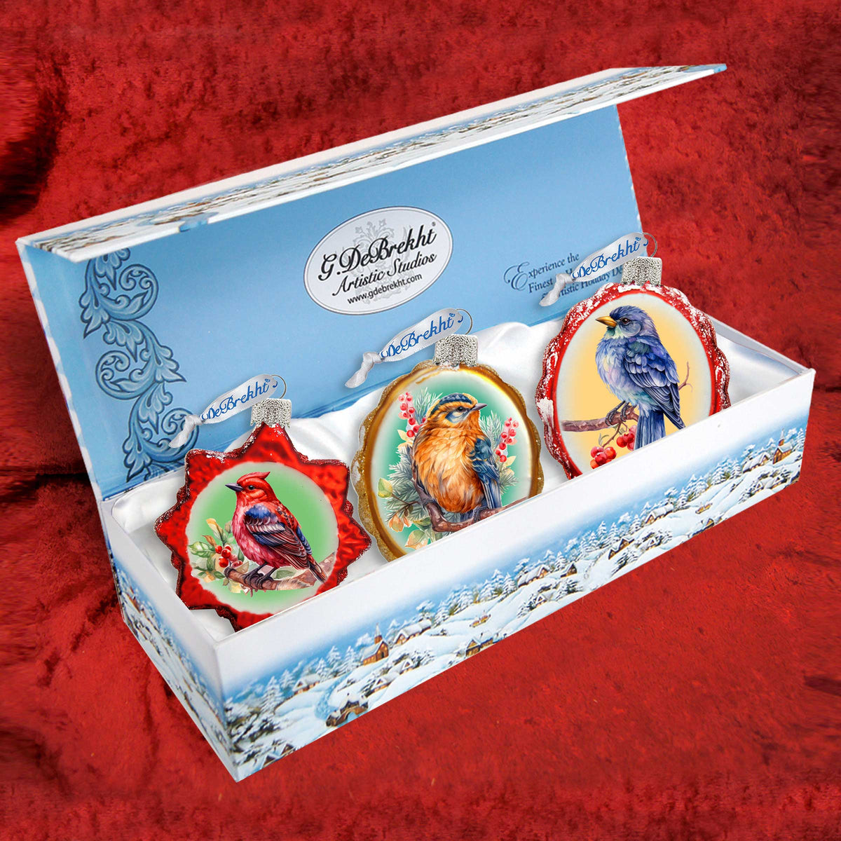 Forest Birds Mercury Glass Ornaments Set of 3 by G. Debrekht - Wildlife Holiday Décor - 770147S3