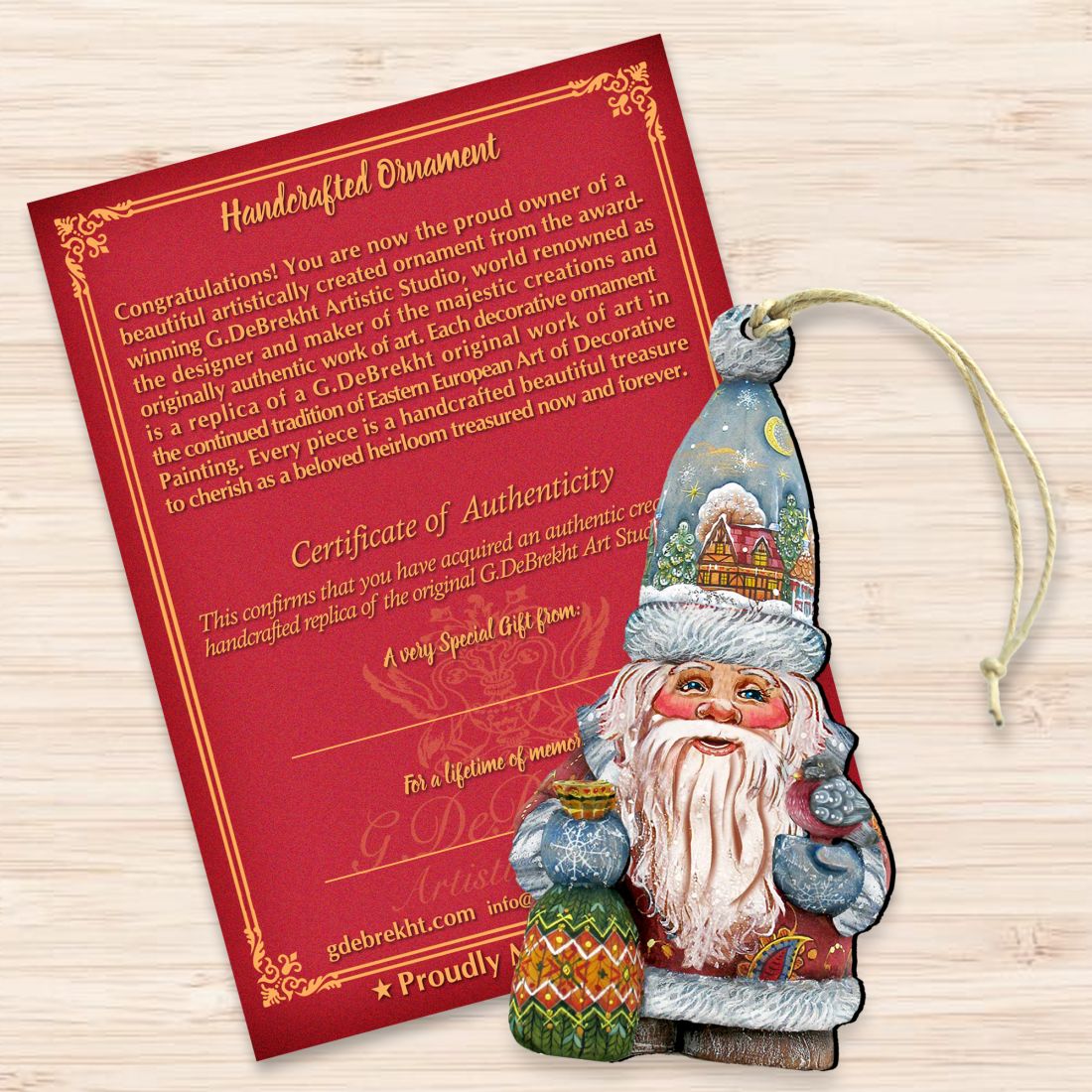 First Noel Christmas Wooden Ornaments by G. DeBrekht - Christmas Santa Snowman Decor - 8116410