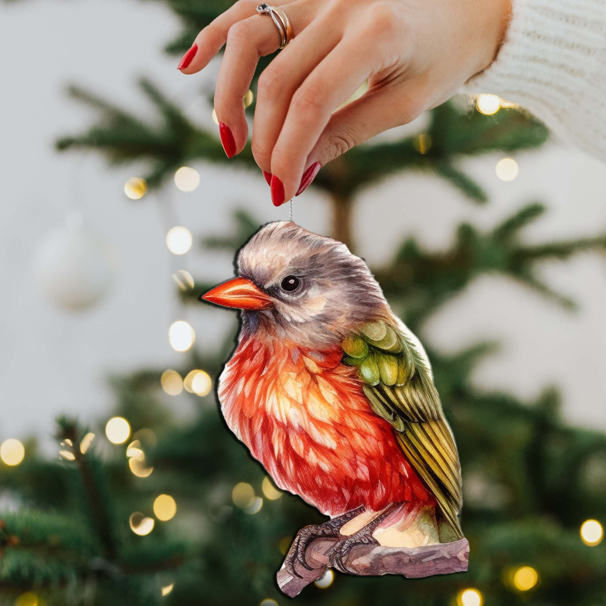 Colorful Birds Decorative Wooden Ornaments of 3 by G. Debrekht - Wildlife Decor - 8091003-S3