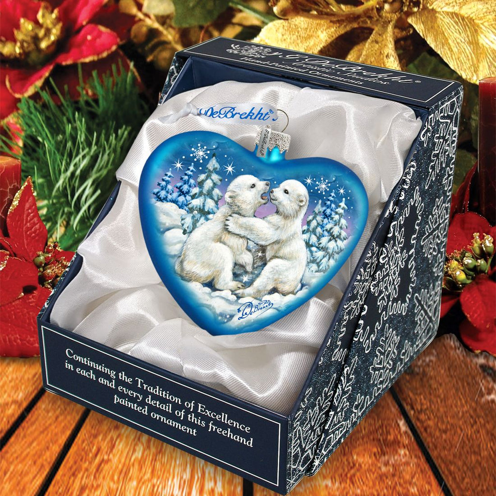 Polar Cubs Glass Ornament by G. DeBrekht - Wildlife Holiday Decor - 753-010