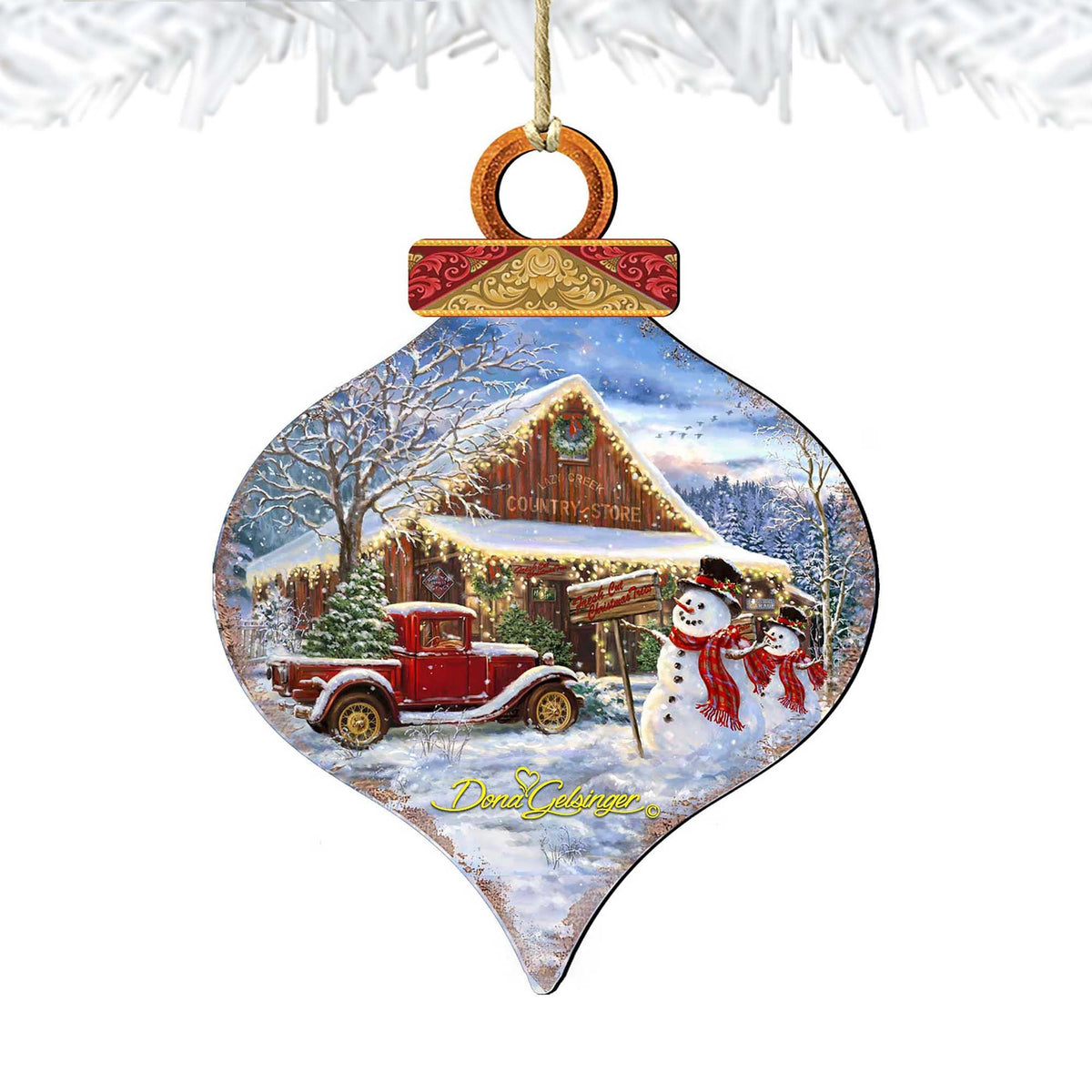 Country Store Christmas Drop Wooden Ornaments by Gelsinger - Christmas Decor - 8031022-1607