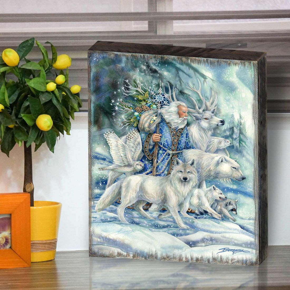 Cool Winds Father Winter Wooden Wall Art by J. Bergsma - Nature Wildlife Decor - 85922862B-JB