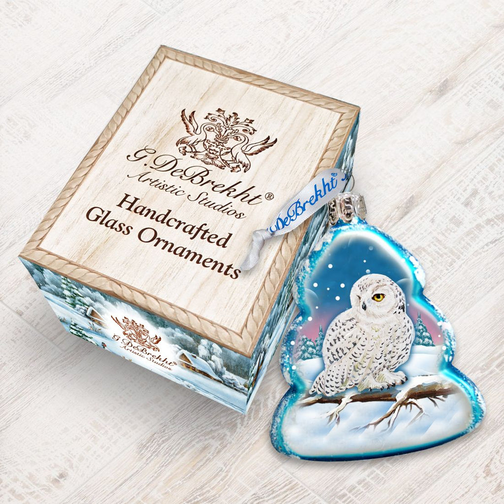 White Owl Mercury Glass Ornament by G. DeBrekht - Wildlife Holiday Decor - 771028