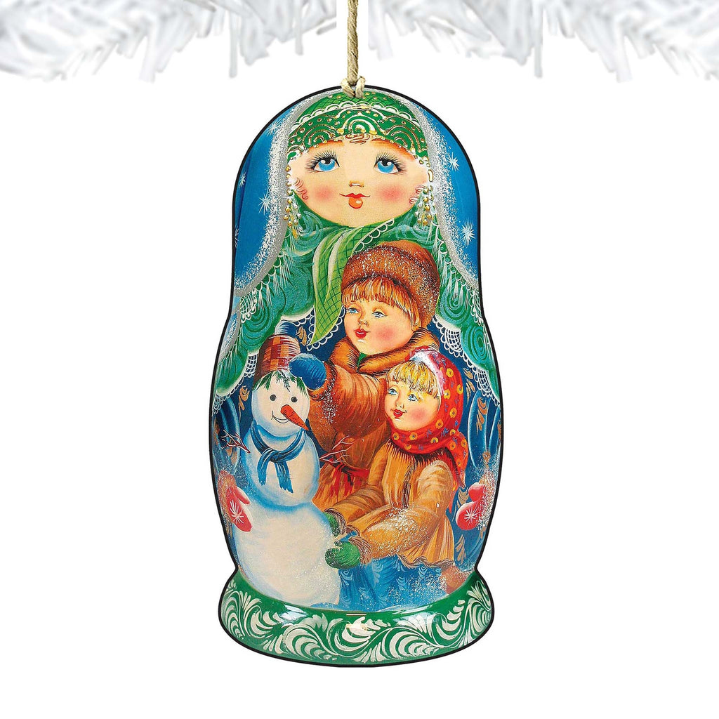 Snowman Play Matreshka Wooden Ornaments by G. DeBrekht - Christmas Decor - 8115932