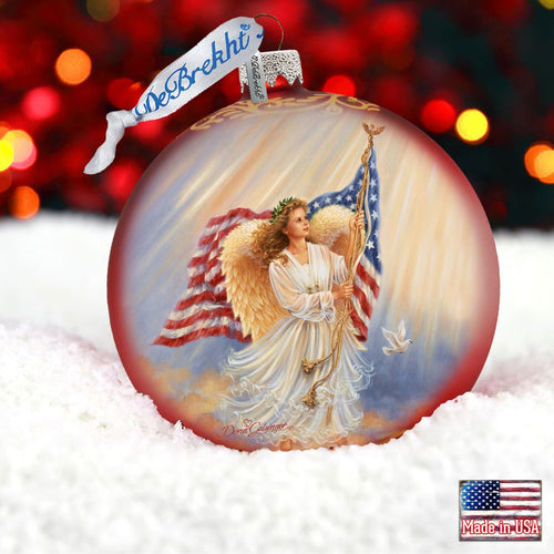 American Angel Glass Ornament by D. Gelsinger - American Christmas Decor - 71103-0107