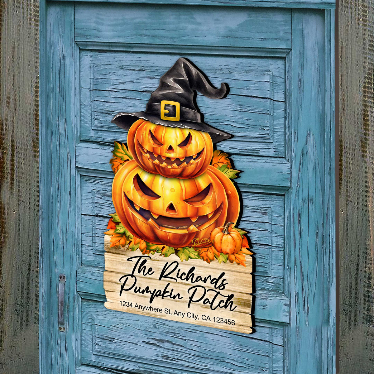 Custom Pumpkin Patch Family Door Hanger - Halloween Decor - 8652823HC