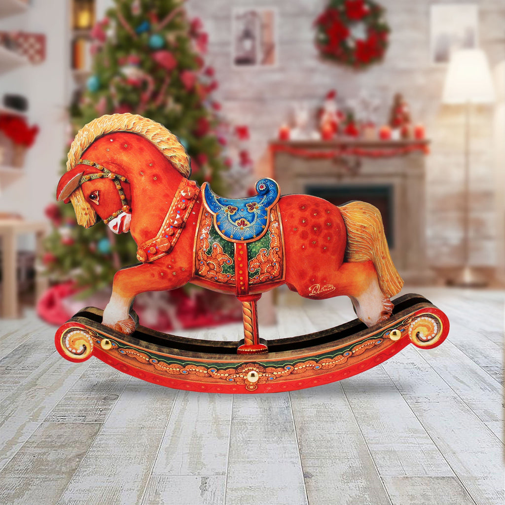 Santa is Coming to Town Decorated Centerpiece Wooden Tree Figurine by G. Debrekht - Christmas Santa and Snowman Decor - 89301