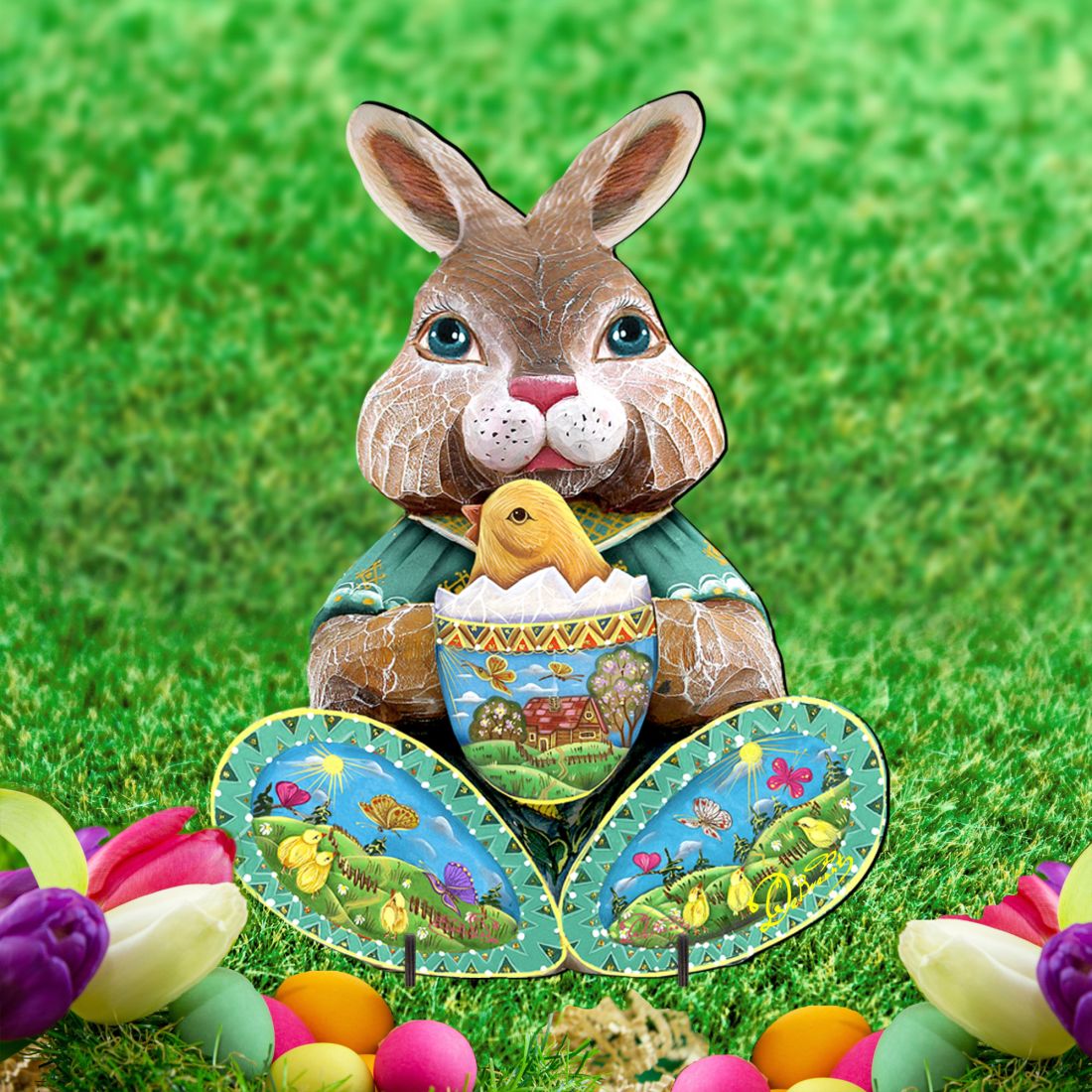 Easter Bunny Outdoor Scene  by G. DeBrekht - Easter Spring Decor - 8144502F