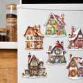 Christmas Houses Decorative Eco Wood Magnets Set of 6 by G. Debrekht - Christmas Decor - 8090024G-S6