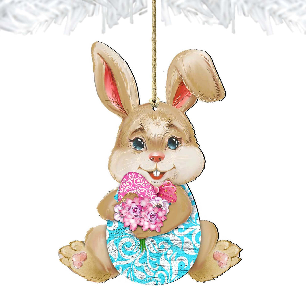 Flowers Bunny Wooden Ornaments by G.DeBrekht - Easter Spring Decor - 815432-2
