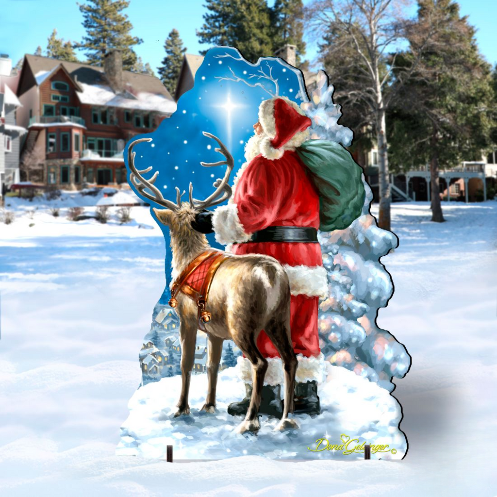 Starry Night Santa Christmas Outdoor Decor by D. Gelsinger - Christmas Santa Snowman Decor - 8461020F-1713