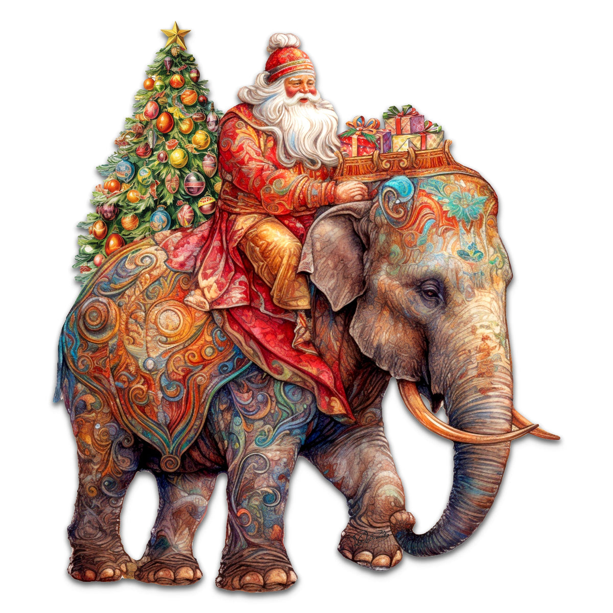 Santa on Elephant Holiday Door Decor  by G. Debrekht - Christmas Decor - 8611043-2H