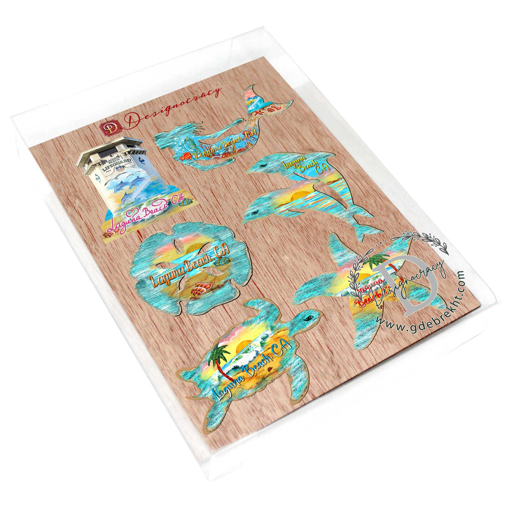 Coastal Decorative Eco Wood Magnets Set of 6 by G. Debrekht - Coastal Decor - 8090060G-S6