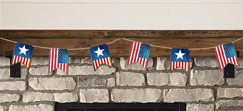 American Patriotic Flag Garland Wall Block - American Patriotic Decor - 8185302-2GR-S6