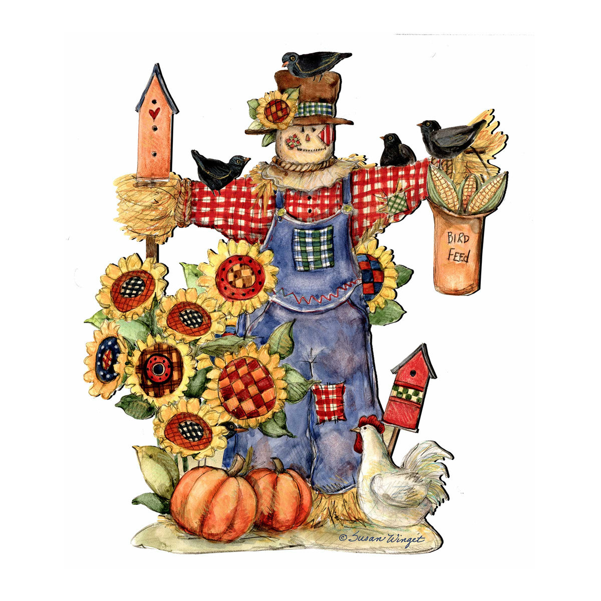 Fall Harvest Scarecrow Door Decor by Susan Winget - Thanksgiving Halloween Decor - 8471201H-SW