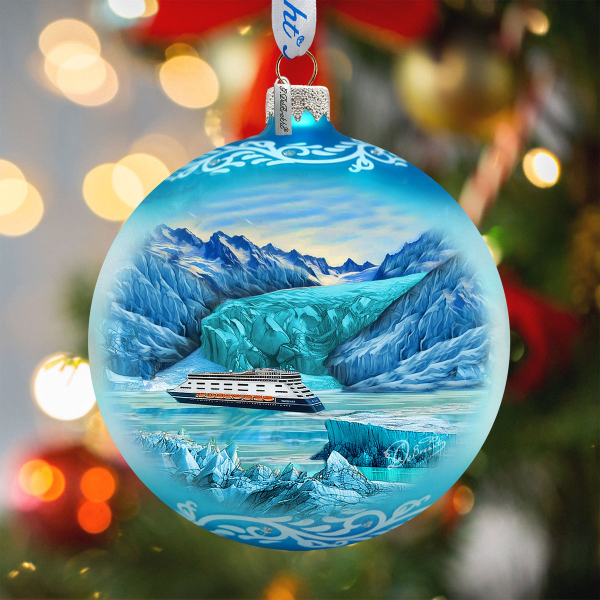 Glacier Cruise Glass Ornament – Handcrafted Mercury Glass Ornament - Wildlife Holiday Decor by G. DeBrekht - 73393