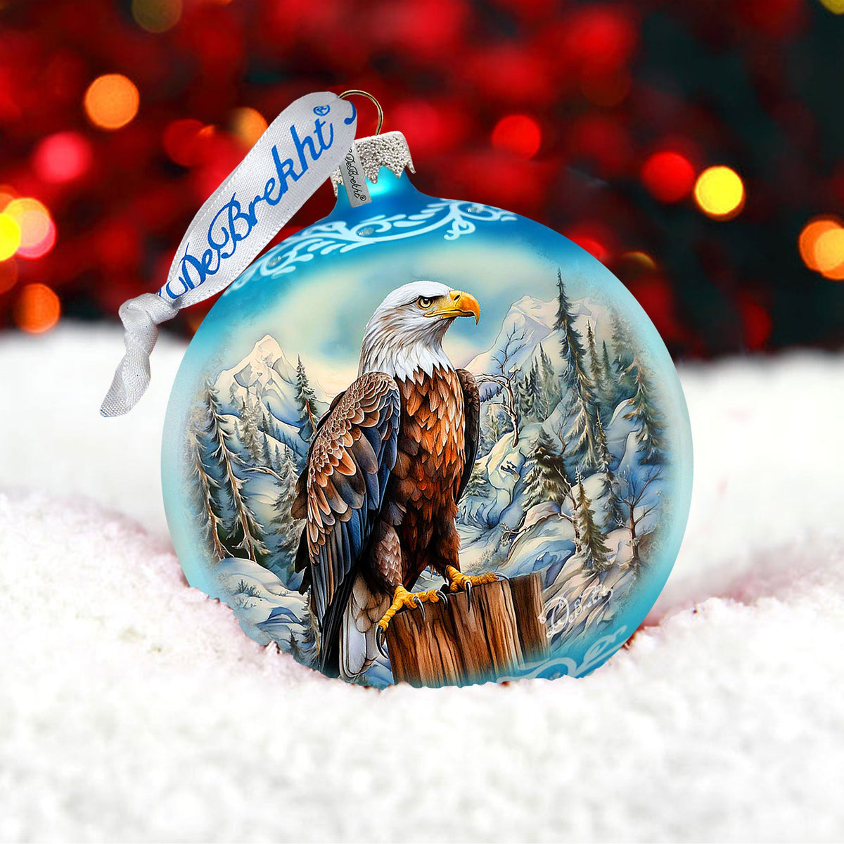 Alaska Bald Eagle Glass Ornament – Handcrafted Mercury Glass Ornament - Wildlife Holiday Decor by G. DeBrekht - 73402