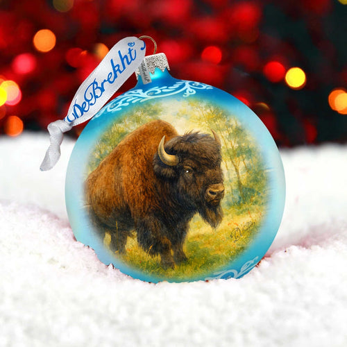 American Bison Glass Christmas Ornament – Holiday Splendor Wildlife Ornament by G. DeBrekht – 73407