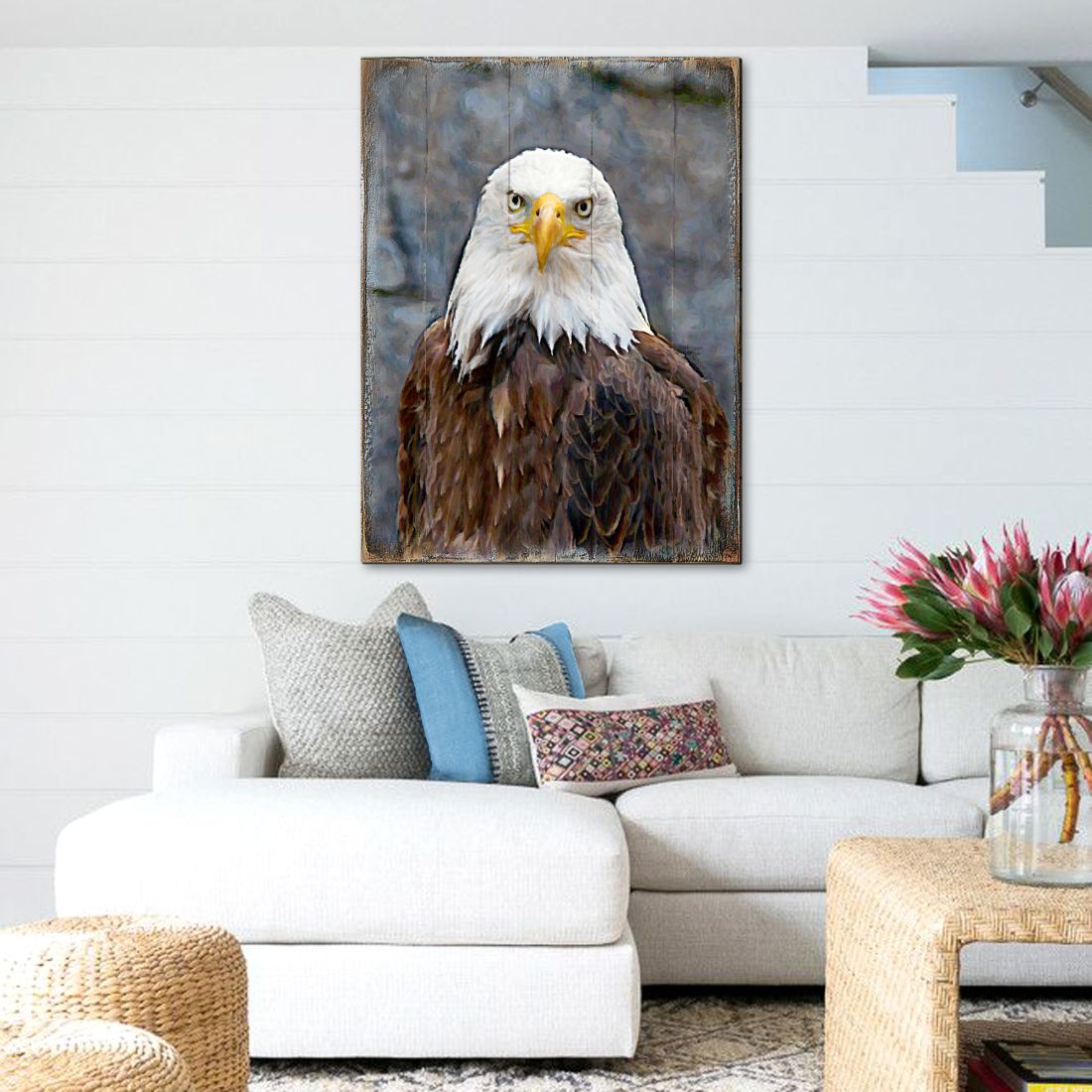 Eagle Portrait Art Wooden Wall Art by Nature Wonders - Nature Wildlife Decor  - 95296B